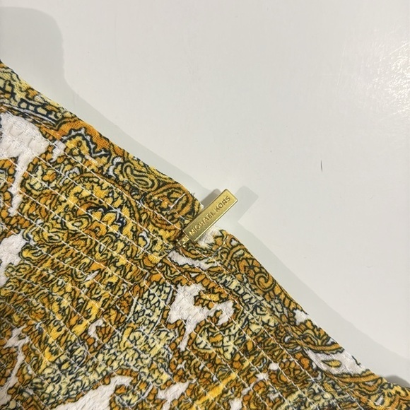 Michael Kors Floral Paisley Saffron Smocked Midi Dress Size 10 - Picture 9 of 10